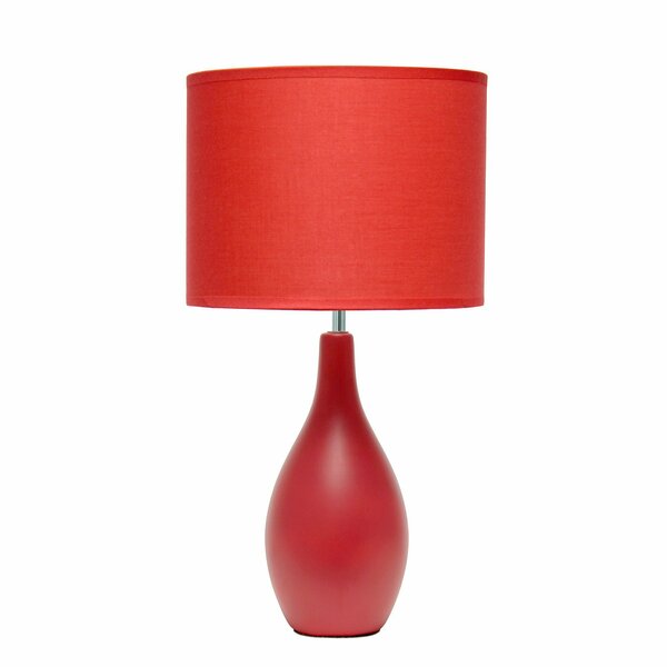 Creekwood Home Traditional Standard Ceramic Dewdrop Table Desk Lamp with Matching Fabric Shade, Red CWT-2000-RE